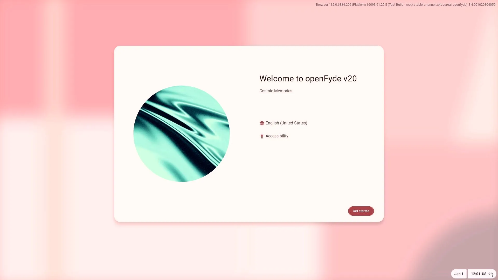 welcome screen